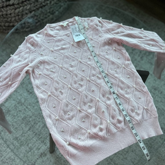BNWT Laura Light Pink Petite Pearl Detail Knit Crew Neck Feminine Sweater Sz XS - Picture 10 of 13